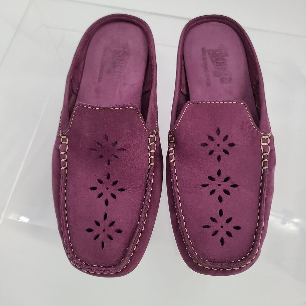 Womens Tsonga Leather Square Toe Cut Out Perforated Design Mule Slide EUR Sze 38